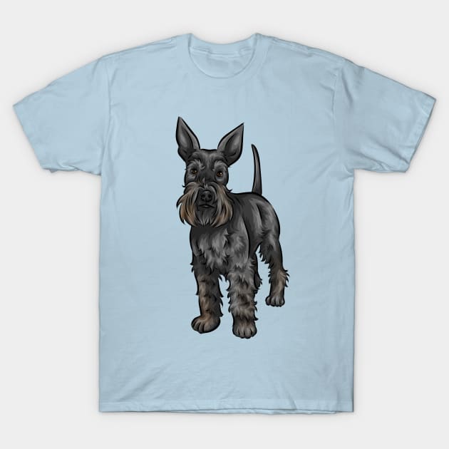 Cute Black Standard Schnauzer Dog T-Shirt by Shirin Illustration